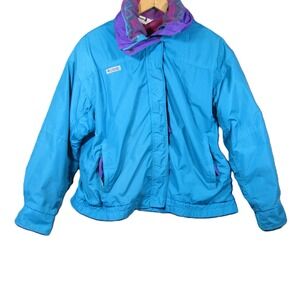Vintage 90s Columbia‎ Bugaboo 2-in-1 Jacket XL Teal Purple Fleece Lined Ski Snow